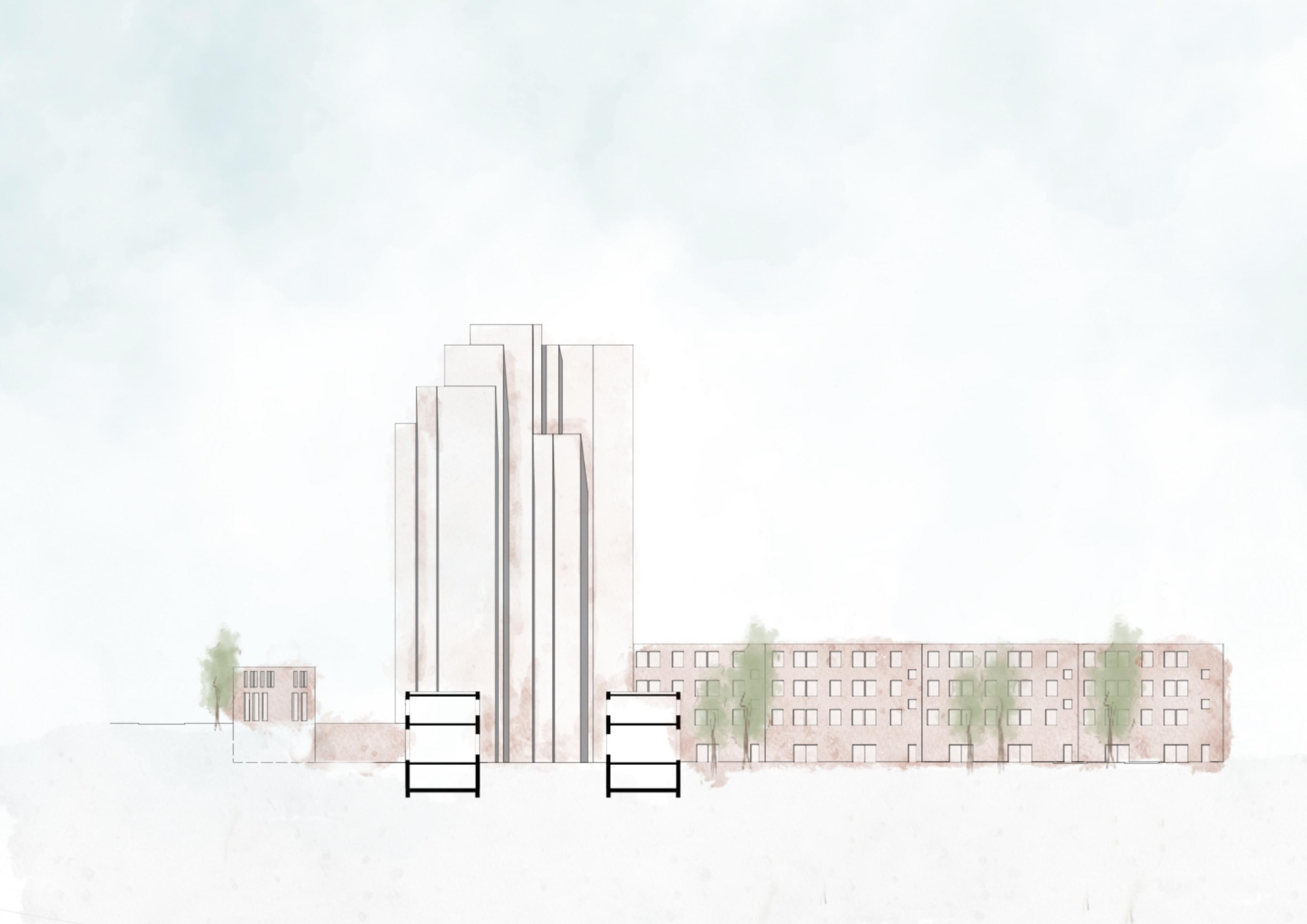 Schnitt | Anbau Almatahochhaus